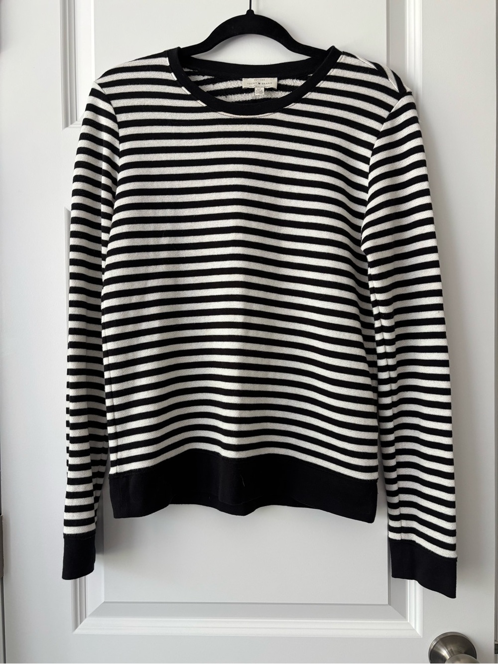 Lucky Brand Size S Black & White Striped Everyday Crewneck Sweater